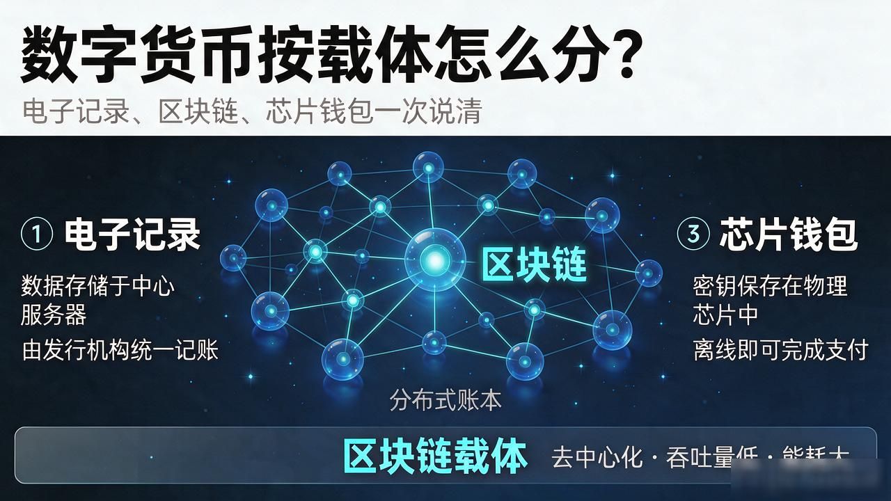 数字货币按载体怎么分？电子记录、区块链、芯片钱包一次说清